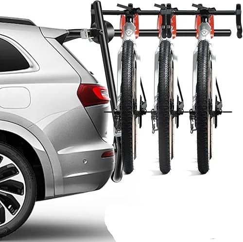 3-Bike Trunk Mount Rack with Fixed Strap, Trunk Mount 3-Bike Carrier Bike Holder Foldable Bike Rack for Automobile Trunk, SUVs, and Minivans