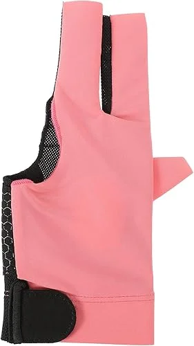 3 Finger Billiards Gloves Snooker Cue Professional Glove Show Pool Cue Gloves Sport Glovefor Left Right Hand (Pink)