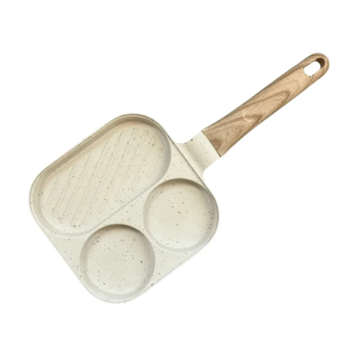 3 in 1 breakfast frying pan household multifunctional frying pan medical stone non-stick white 1 piece