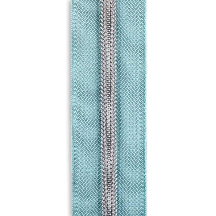 #3 Nickel Metallic Nylon Coil Continuous Zipper Roll – 3 yds. – Aqua