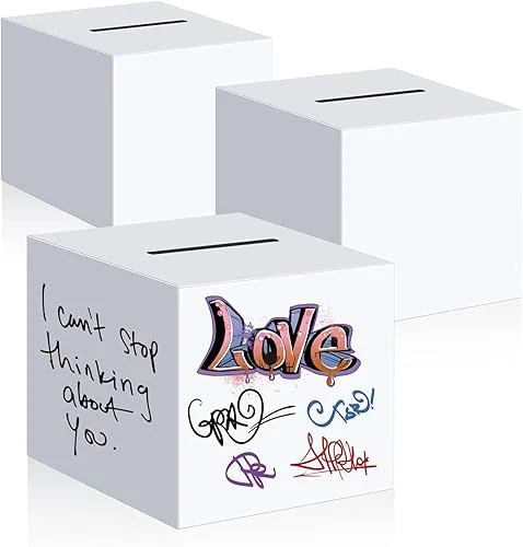 3 Pack 10′ Raffle Boxes Elegant Large White Cardboard Box 10 x 10 x 10 Inch Donation Box Multipurpose Large Event Raffle, Donation, Wedding, Funeral, Birthday Favor Boxes for DIY Customization (3)