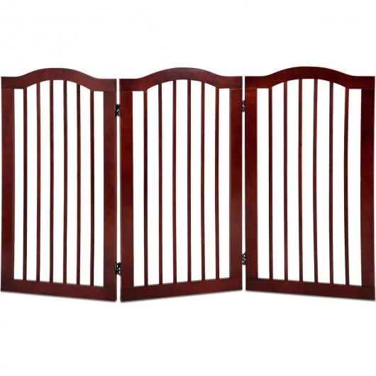3 Panels Folding Freestanding Wood Pet Dog Safety Gate-36″