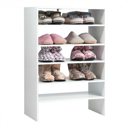 3 pcs 24-Inch 2-tier Horizontal Stackable Shoe Rack-White