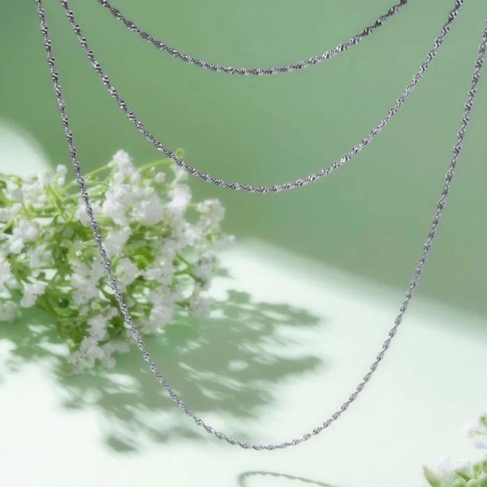 3-Piece Fine Silver Overlay Singapore Necklace Set