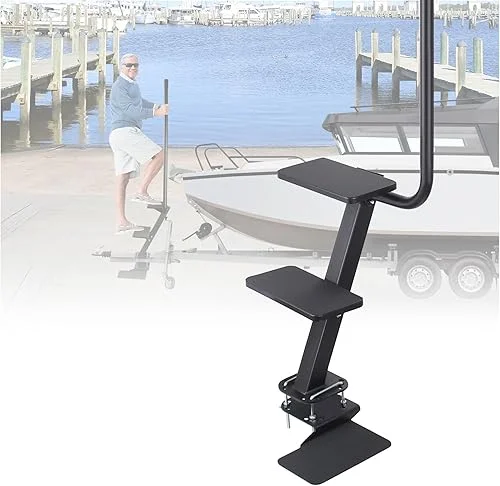 3 Step Boat Trailer Steps,Heavy Duty 400 LBS Capacity, Boat Steps with Handle Non Slip Boat Ladder Trailer Tongue Step, Universal Fit Bass Boat, Pontoon Boat