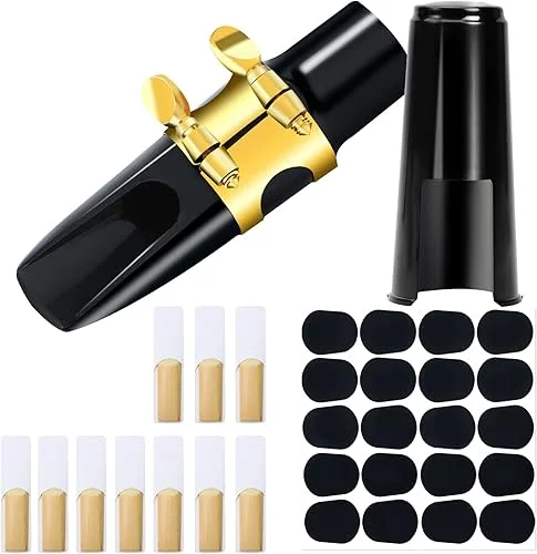 31 Pieces Alto Saxophone Mouthpiece Kit Includes Saxophone Mouthpiece with Metal Ligature,Saxophone 2.5 Reeds Cushions and Plastic Cap