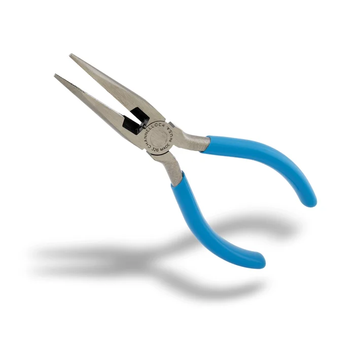 326 Nose Plier, 6.1 In Oal, 1-5/32 In Jaw Opening, Blue Handle, Ergonomic Handle, 3/4 In W Jaw