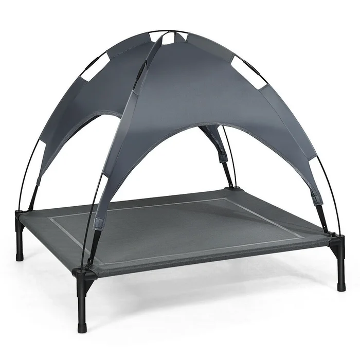 36-Inch Portable Elevated Dog Cot with Removable Canopy