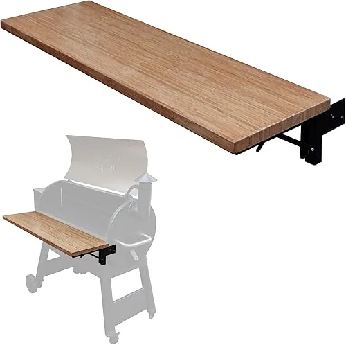 37.5×12 Wood Folding Grill Shelf Accessory – Charcoal Grill Accessories for Pellet Smoker Barbeque – Compatible with Traeger Pro 34, Pro 780, Ironwood 885 Series Texas Elite, Eastwood