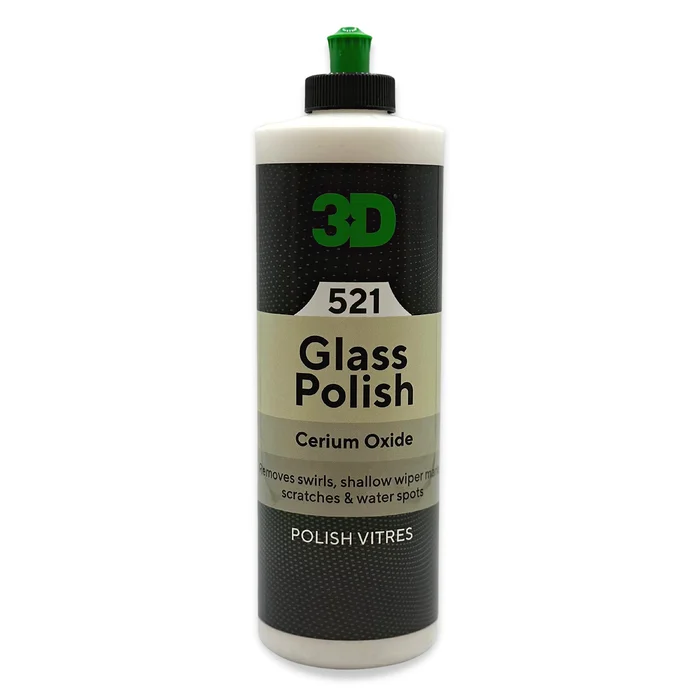 3D Glass Polish – Cerium Oxide Based Polish Helps to Remove Swirls, Scratches, Wiper Marks & Water Spots from Tarnished Car Windows & Glass – Brightens Clarity & Vision 16oz.