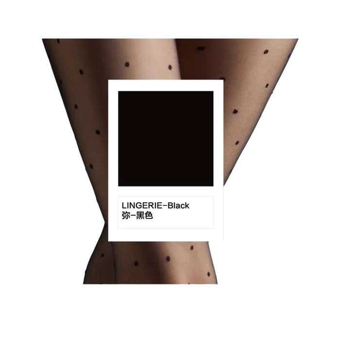 3D High-Waist Lace Suspender Stockings – M Size – Polka Dot – Black – 1 Pair