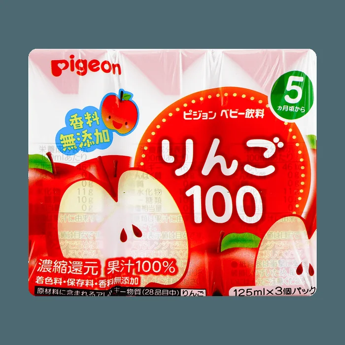 3M+ Baby Fruit Juice 100 Apple 4.23 oz * 3 bottles