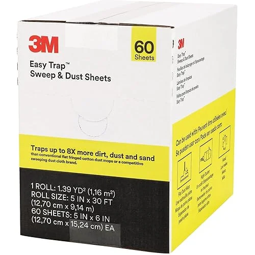 3M Easy Trap Duster Sweep and Dust Sheets, 5′ x 6′ Sheets, 60 Sheets/Roll
