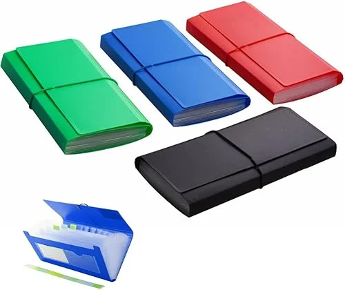 4 Pack XUCHUN 13 Pockets Receipt Organizer,Small Expanding File Foder for Receipts,Coupons