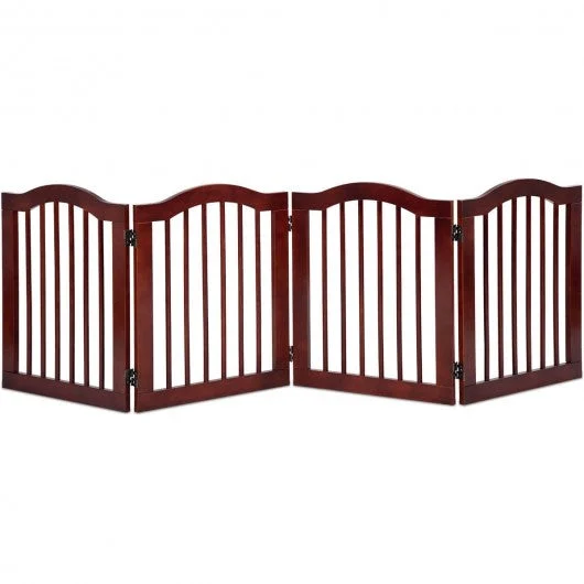 4 Panels Folding Freestanding Wood Pet Dog Safety Gate-24″