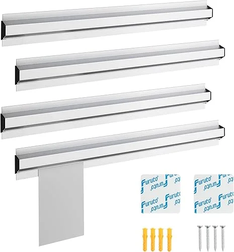 4 Pcs Ticket Holder for Restaurant,Magnetic Note and Paper Holder with Aluminum Slide Check Rack, 16/18/24′ Ticket Rail for Restaurant Orders, Bill Display, Kitchen, Cafes, Bars (16 Inch)