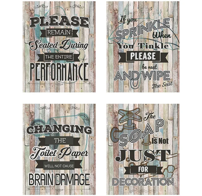 4-Piece Shabby Chic 8″ x 10″ Bathroom Décor Set