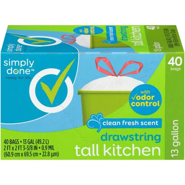 40-Count 13 Gallon Fresh Scented White Kitchen Trash Bag