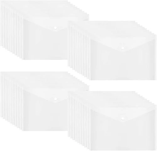 40pcs Poly Envelope, Clear Plastic Waterproof Envelope Folder with Button Closure, US Letter / A4 Size – GTLZLZ