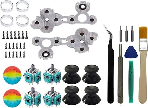 43 Pcs 3D Analog Joysticks Sensor Repair Kit for Xbox One Controllers, Include Conductive Rubber Replacement Thumbstick Hat Silicone Hat Covers with Screwdriver Parts