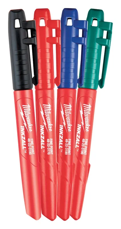 48-22-3106 Marker Set, 1 Mm Tip, Black/blue/green/red, 5-1/2 In L
