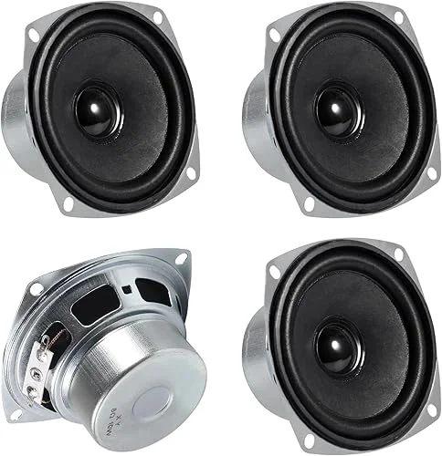 4PCS 10W Mini 3′ HiFi Full Range Speaker 8 Ohm Anti-Magnetic Audio 2.0/2.1 Home Stereo Woofer Loudspeaker 90dB High Sensitivity for DIY Boom Box Satellites Speaker