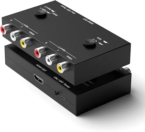 5-in-1 HDMI/AV Switcher, RCA to Digital Converter – 2 AV & 3 HDMI Inputs, Support HDR & HDCP 2.2 & Full 3D for Sega/Xbox/PS1/PS2/Xbox,PS5/PS4,Roku,Fire Stick