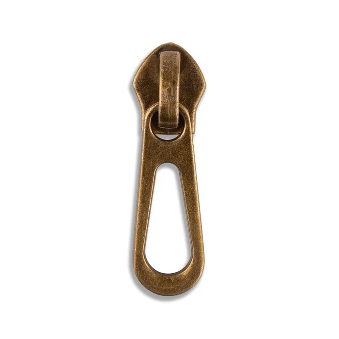 #5 Metallic Nylon Open Teardrop Zipper Pulls – 10/Pack – Antique Brass