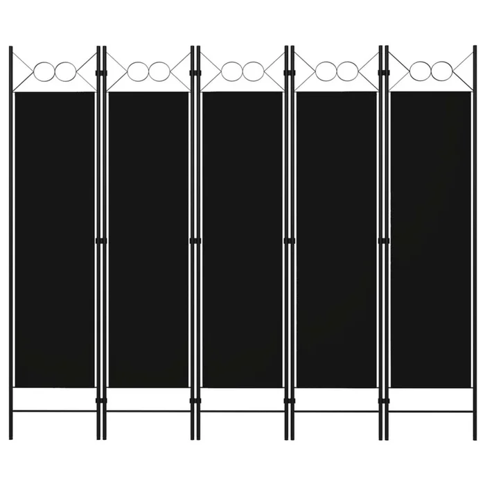 5-Panel Room Divider Black 78.7″x70.9″