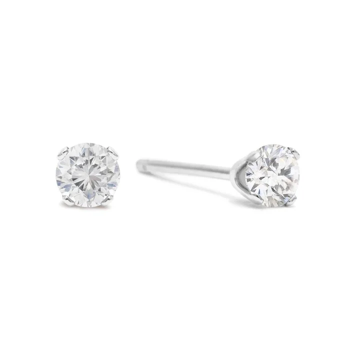 5-Point Tiny Diamond Stud Earrings in Solid Silver
