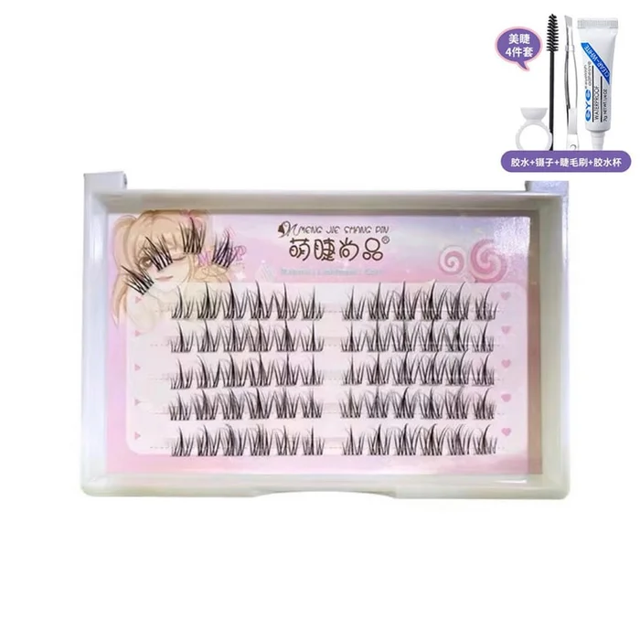 5 Rows Of Sunflower False Eyelashes #Transparent Terrier Free Glue