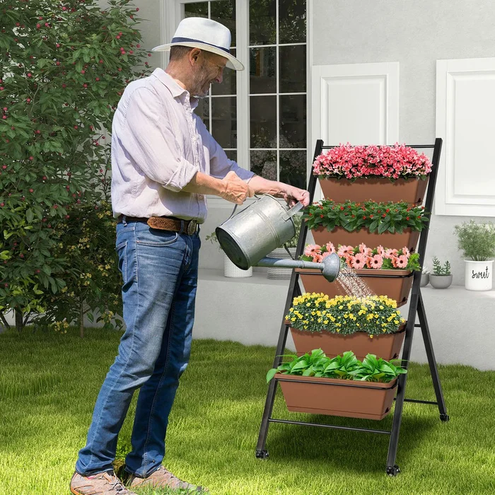 5-Tier Vertical Raised Garden Bed Planter with Wheels