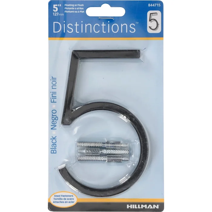 5028370 5 In. Black Metal Number 5 Screw-on – Pack Of 3