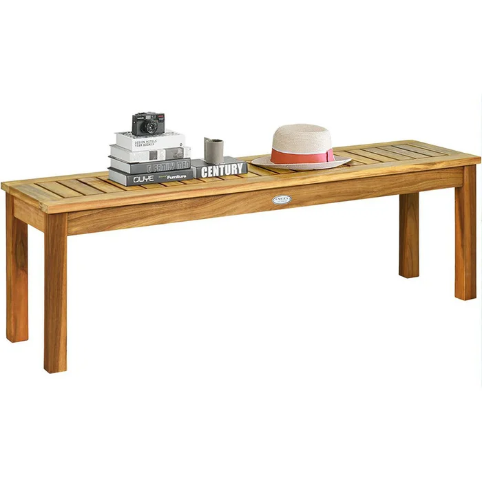 52-Inch Outdoor Acacia Wood Dining Bench Chair (1- or 2-Pack)