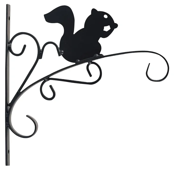 540-0742 Squirrel Hanging Plant Bracket, 11 In L, Matte Black Steel