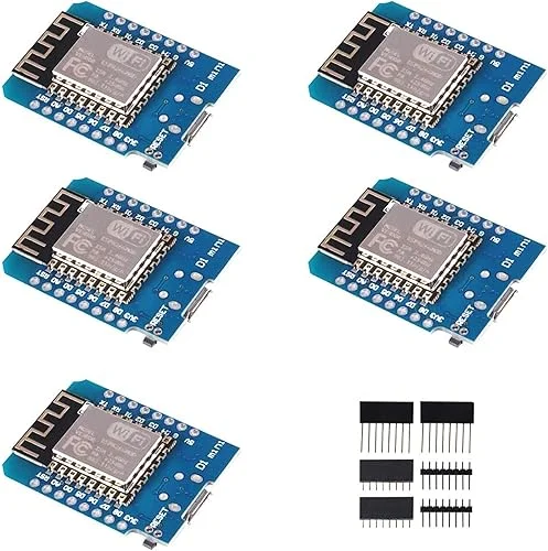 5pcs ESP8266 ESP-12 ESP-12F NodeMcu Mini D1 Module WeMos Lua 4M Bytes WLAN WiFi Internet Development Board Base on ESP8266 ESP-12F for Arduino,Compatible with WeMos D1 Mini