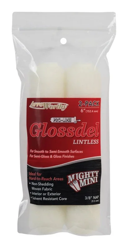 6.5-gl3t/p Mini Roller Cover, 3/8 In Thick Nap, 6-1/2 In L, White