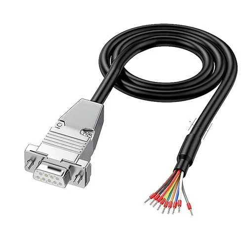 6.56Ft 24AWG DB9 Female RS232 9 Pin Serial Extension Cable, 9-Pin Gold Plated Connector with Bare Wire End Cable