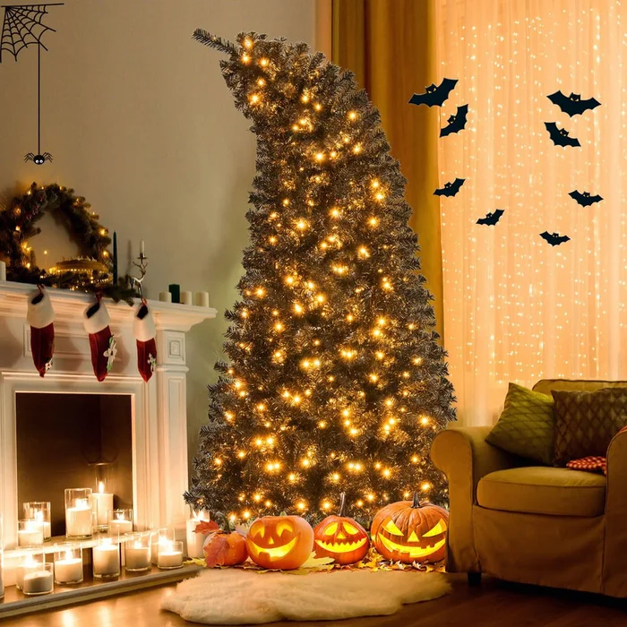 6/7-Foot Artificial Halloween Tree with Bendable Top Section & Warm Light