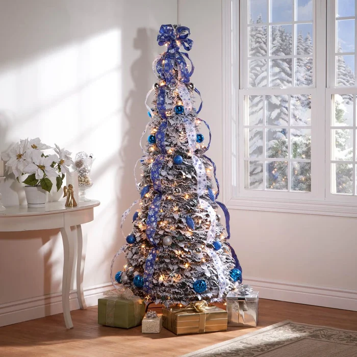 6′ Snow Frosted Winter Style Pull-Up Tree by Holiday Peak™