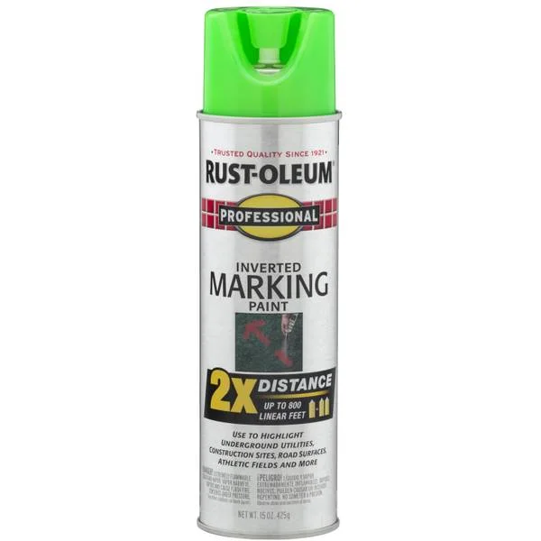 6-Pack 15 oz Professional 2X Inverted Marking Fluorescent Green Spray Paint