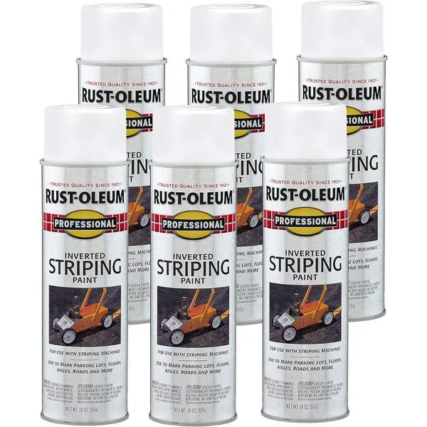 6-Pack 18 oz Professional Inverted Striping White Spray Paint