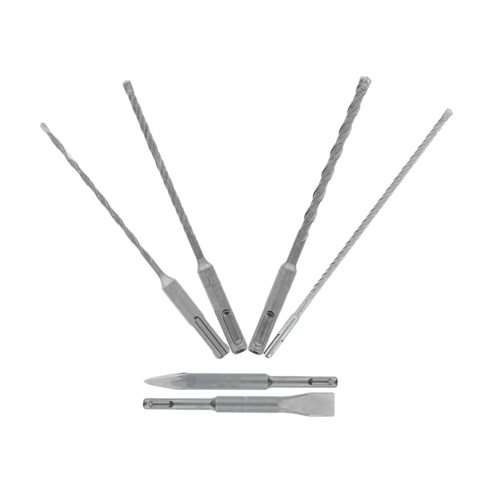 6-piece Rebar Demon Sds Plus Hammer Drill Bit And Chisel Set With Full Carbide Heads And Four Cutting Edges