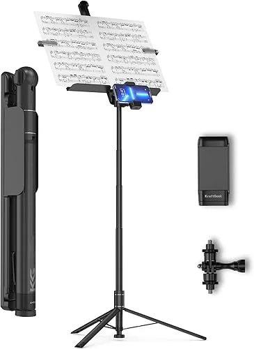 66′ Music Stand for Sheet Music, Phone Tablet Holder with 1/4′ Screw Adapter