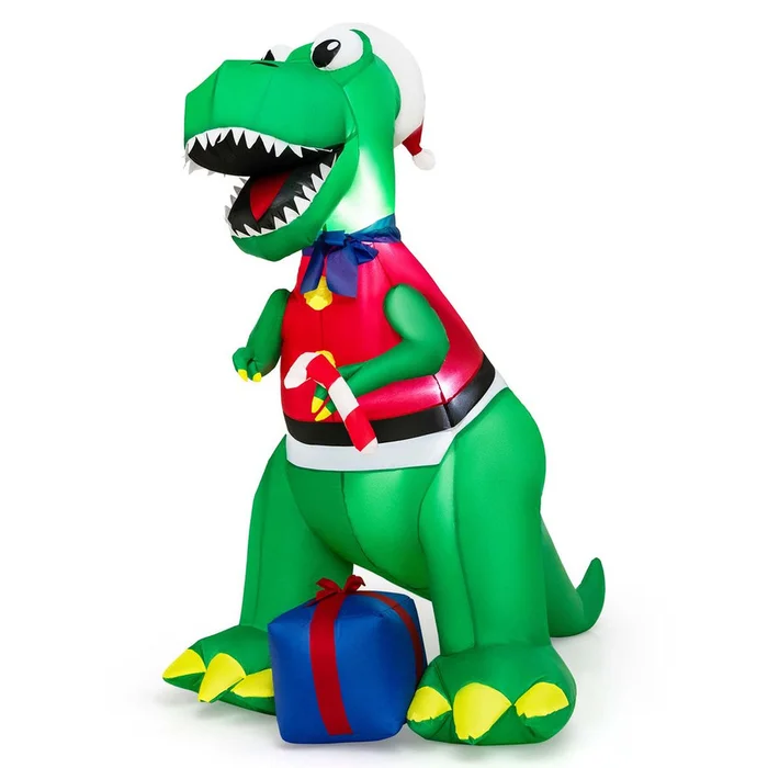 6ft Inflatable Christmas Dinosaur Decoration with LED Lights