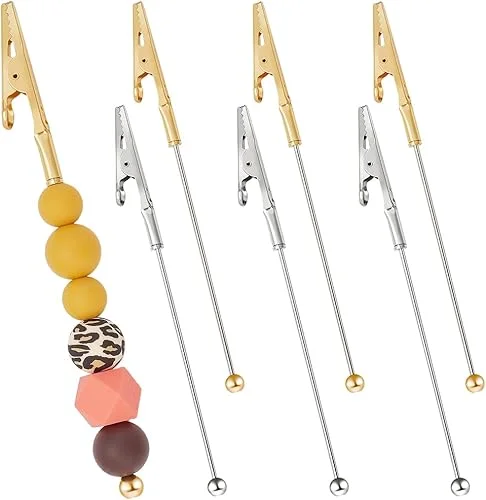 6Pcs Metal Beadable Alligator Clips Beadable Clamps Memo Holder Stand Clasp for Crafts Note Photo Picture Menu Number Cards Party Wedding Christmas DIY