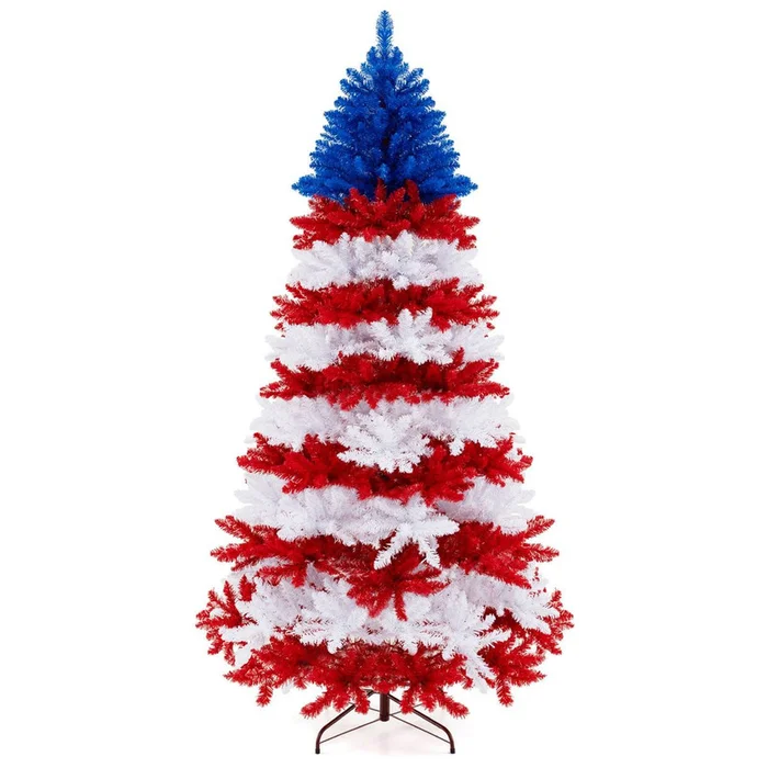 7.5 Foot Patriotic Pre-Lit Artificial Christmas Tree