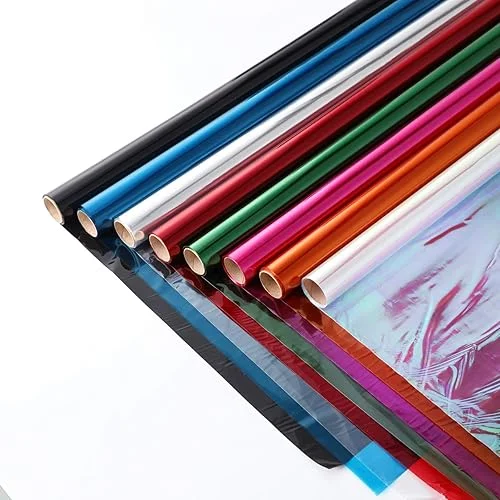 8 Colors-34“ Wide Cellophane Wrap for Gift Baskets & DIY Craft -Colored Cello Wrap Roll Decoration-(34” x 10ft x 8Colors) (Roll is Folded)