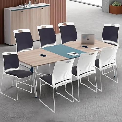 8 Pack Stacking Chairs Set Black Stackable Home Office Guest Chair Set with Padded Seat and Back,Lobby Chairs Waiting Room Reception Chair for Cafeteria,Library, Laboratory,Training Room