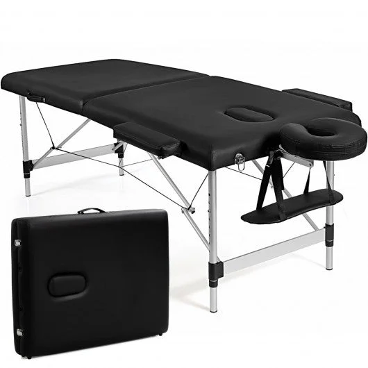 84” L Portable Adjustable Massage Bed w/ Carry Case for Facial Salon Spa -Black
